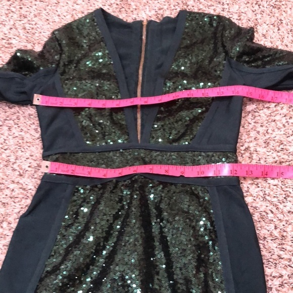 Herve Leger Sequin Bandage Dress Size Small Emerald Green - Picture 8 of 10